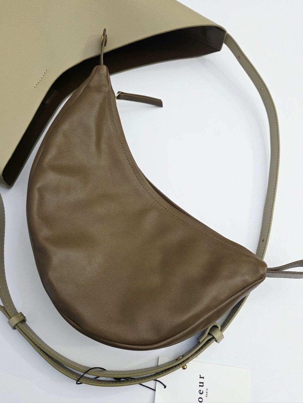 NWT SOEUR WINONA SMOOTH LEATHER BAG - BEIGE - Picture 9 of 13